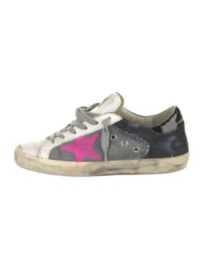 Pre-owned Golden Goose Denim Printed Sneakers In Blue