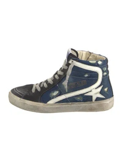 Pre-owned Golden Goose Denim Printed Sneakers In Blue