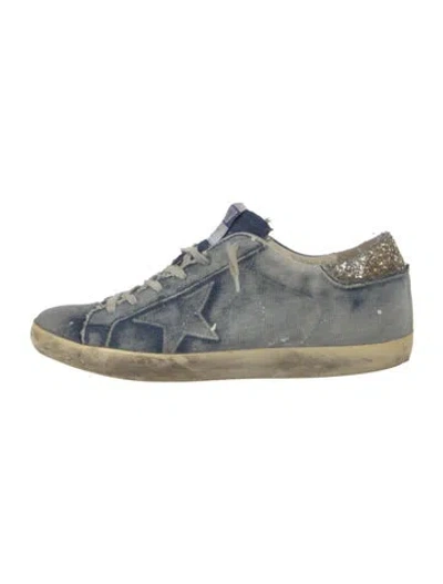 Pre-owned Golden Goose Denim Printed Sneakers In Blue