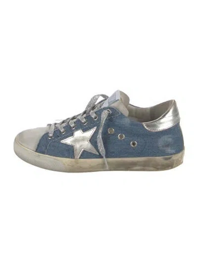 Pre-owned Golden Goose Denim Printed Sneakers In Blue