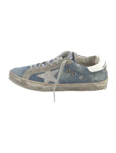 Pre-owned Golden Goose Denim Printed Sneakers In Blue