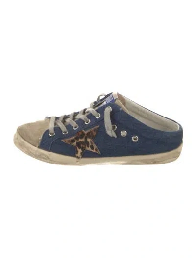 Pre-owned Golden Goose Denim Printed Sneakers In Blue