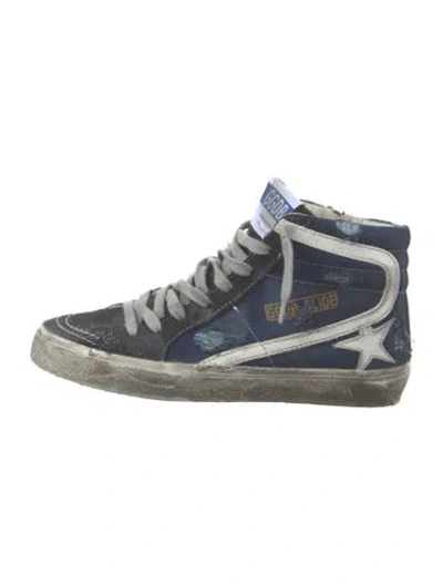 Pre-owned Golden Goose Denim Printed Sneakers In Blue