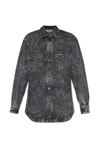 GOLDEN GOOSE GOLDEN GOOSE DENIM SHIRT WITH FLORAL MOTIF