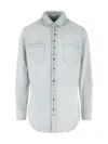Golden Goose Golden Collection Bleached Denim Shirt In Light Blue