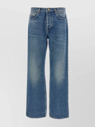 GOLDEN GOOSE DENIM TROUSERS WITH BELT LOOPS AND CONTRAST STITCHING
