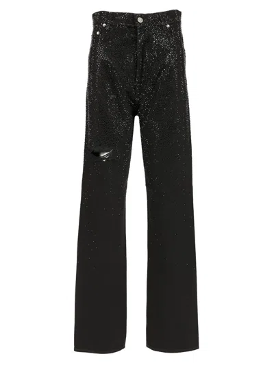 Golden Goose Denim Trousers With Crystals In Black
