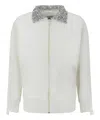 Golden Goose Denise Star Zip-front Crystal Collared Jacket In White
