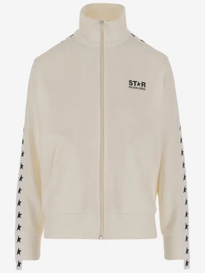 Golden Goose Denise Star Collection Zipper Sweatshirt In Papyrus Black