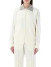 Golden Goose Cream Sequined Zip Sweatshirt In Papyrus