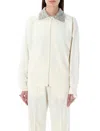 Golden Goose Cream Sequined Zip Sweatshirt In Papyrus