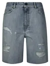 Golden Goose Destoyed Bleached Denim Short Pant In Blue