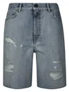 Golden Goose Destoyed Bleached Denim Short Pant In Gray