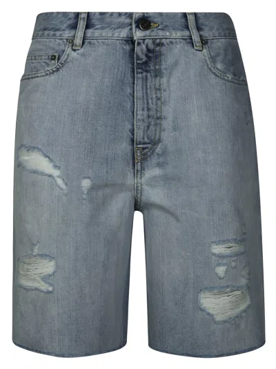 Golden Goose Destoyed Bleached Denim Short Pant In Gray
