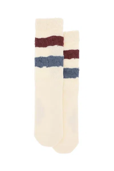 Golden Goose Destroyed Effect Socks In Neutral