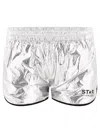Golden Goose "diana" Metallic Finish Shorts In Silver