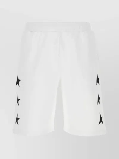 GOLDEN GOOSE DIEGO BERMUDA SHORTS WITH ELASTIC WAISTBAND AND STAR PRINT