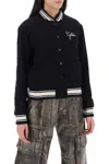 Golden Goose Wool Blend Bomber With Embroidered Logo In Blue