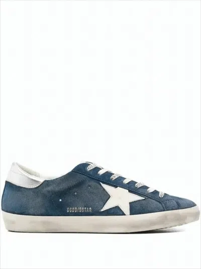 GOLDEN GOOSE DISTRESSED BLUE SUEDE LOW-TOP SNEAKERS