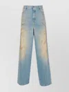 Golden Goose Distressed Boyfriend Fit Trousers With Studded Detailing In Blue