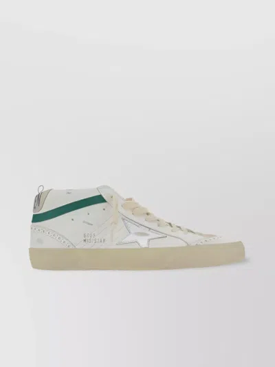 Golden Goose Distressed Calfskin Ankle Star Sneakers In White