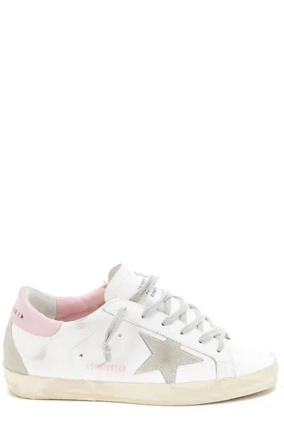 Golden Goose Distressed Canvas Sneakers In White
