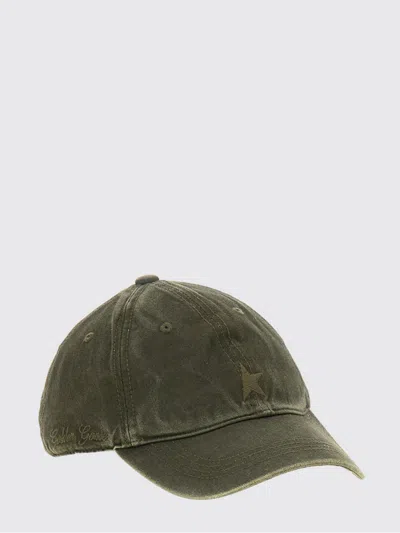 Golden Goose Distressed Cotton Baseball Cap With Embroidered Logo In Green