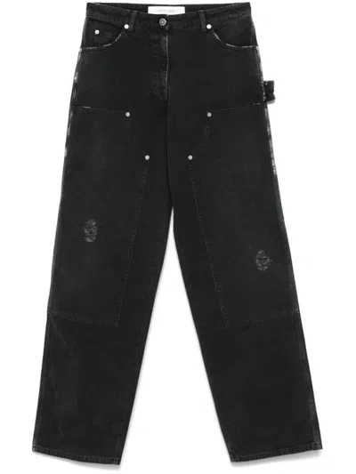 Golden Goose Distressed Cotton Jeans With Front Patches In Multicolor