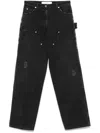 Golden Goose Wide Black Trousers In Denim In Black