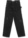 Golden Goose Wide Black Trousers In Denim In Black