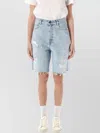 Golden Goose Distressed Denim Bermuda Shorts With Frayed Hem