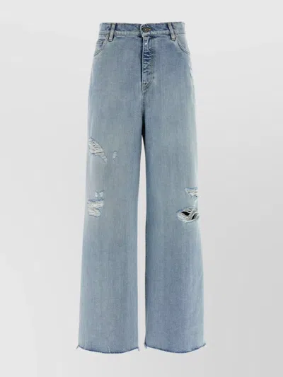 Golden Goose Distressed Denim Trousers Frayed Hem In Blue