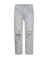 Golden Goose Distressed-effect Text-print Straight-leg Jeans In Gray