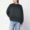 Golden Goose Longline Crewneck Cotton Sweatshirt With Star Accents In Black