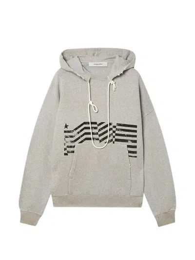 Golden Goose Distressed Graphic Hoodie In Gray