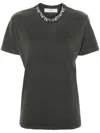 Golden Goose Distressed Grey Cotton T-shirt With Crystal Embellishments In Gray