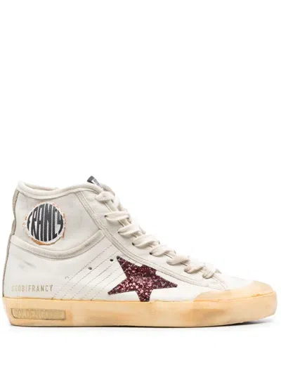 Golden Goose Distressed High-top Sneakers In Neutrals