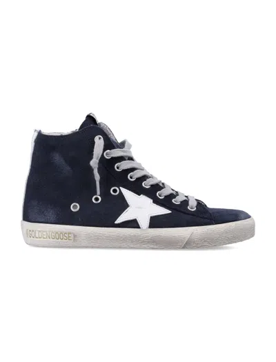 Golden Goose Distressed High-top Sneaker In Blue