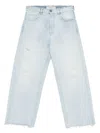 Golden Goose Light Blue Distressed Jeans With Frayed Hem And Classic Five-pocket Design In Blue
