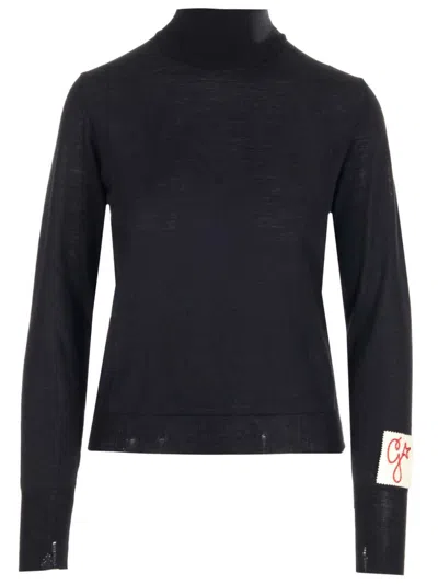 Golden Goose Ripped Logo Patch Jumper In Black