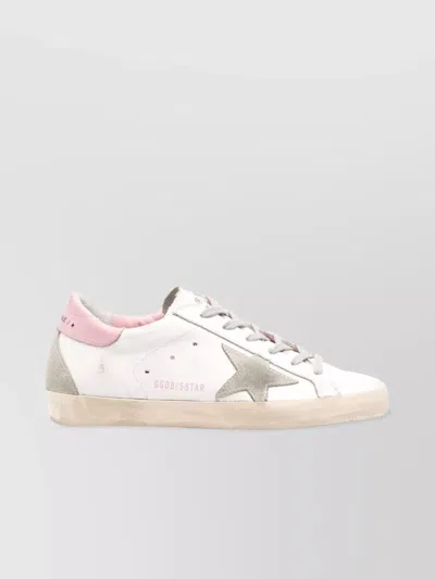 Golden Goose Distressed Lace-up Trainers With Signature Star Patch In White