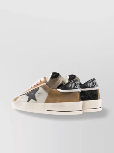 GOLDEN GOOSE DISTRESSED LEATHER AND SUEDE SNEAKERS WITH TWO-TONE DETAIL