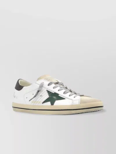Golden Goose Distressed Leather Low Top Sneakers In White