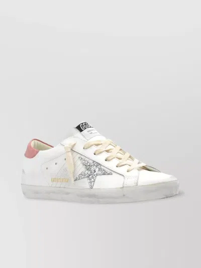 Golden Goose Distressed Leather Low Top Sneakers In White