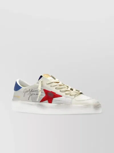 Golden Goose Distressed Leather Panelled Sneakers In White