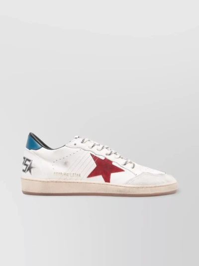 Golden Goose Distressed Leather Panelled Sneakers In Cream