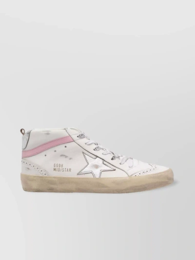 Golden Goose Distressed Leather Platform Sneakers In White