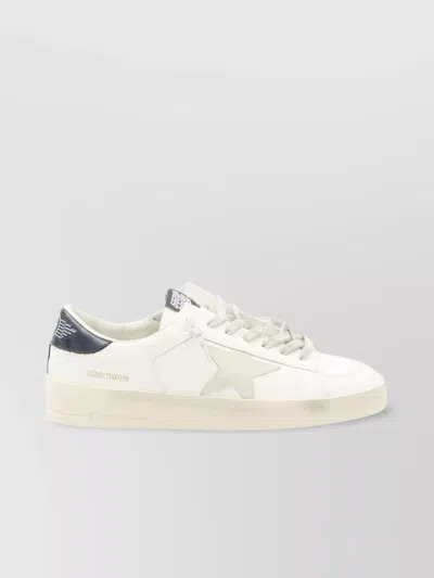 Golden Goose Distressed Leather Sneakers Featuring Suede Star In White