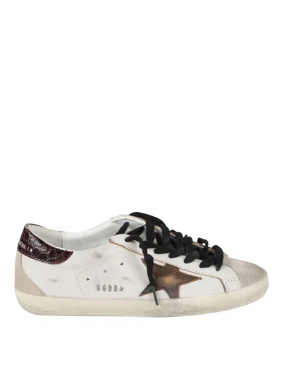 Golden Goose Distressed Leather Sneakers With Prominent Star Design In Multi