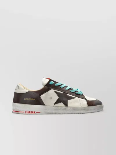 GOLDEN GOOSE DISTRESSED LEATHER SNEAKERS WITH TWO-TONE STAR PATCH